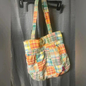 Official Walt Disney World Multi- Colorful Plaid Mickey Mouse Large Shoulder Bag